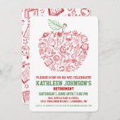 先生アップルリタイアメントパーティの招待状 招待状 (正面/裏面)