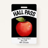 先生アップル学生クラスバスルームのホールパス バッジ (正面)