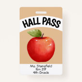 先生アップル学生クラスバスルームのホールパス バッジ (正面)