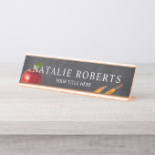 先生アップル&鉛筆の黒板 デスクネームプレート (正面)