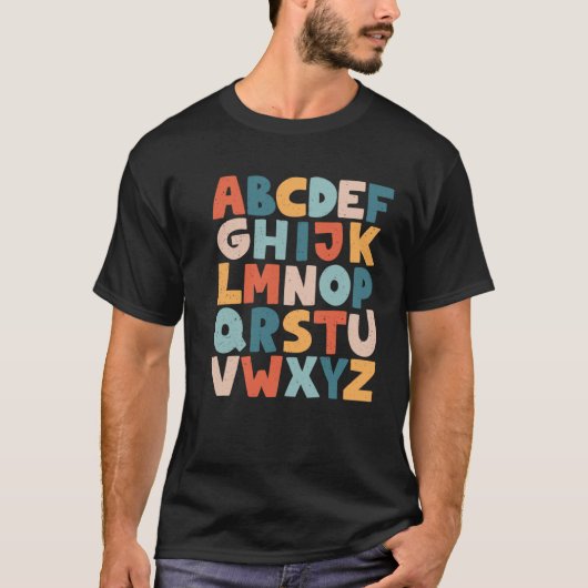 先生アルファベットレトロABC動物幼稚園Pr Tシャツ (正面)