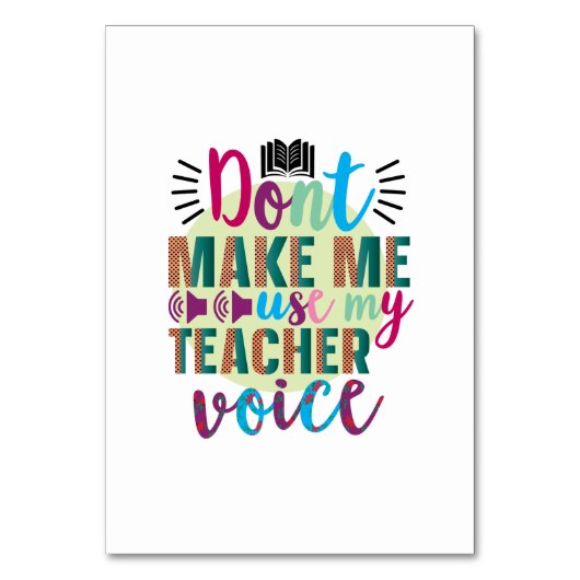 先生アートは私に私の先生の声を使わせない テーブルナンバー (正面)