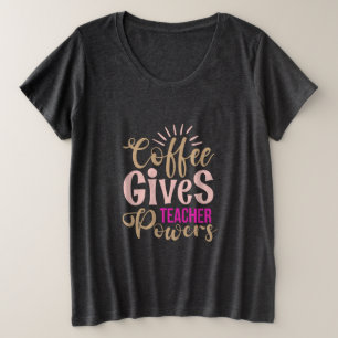 先生アートコーヒー与え先生パワー プラスサイズTシャツ
