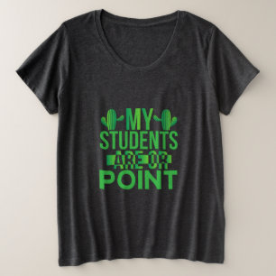 先生アート私の学生はポイントしている プラスサイズTシャツ