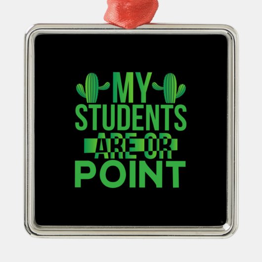 先生アート私の学生はポイントしている メタルオーナメント (正面)