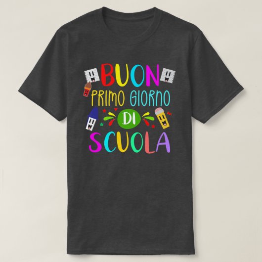 先生イタリアンハッピーファースト・デイに戻る Tシャツ (デザイン正面)