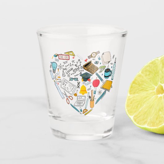 先生インストラクター教授ツールハート ショットグラス (正面)