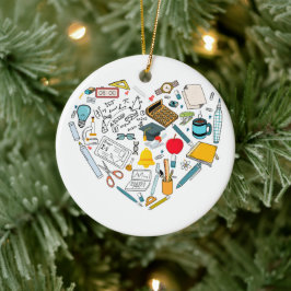 先生インストラクター教授ツールハート セラミックオーナメント