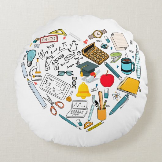 先生インストラクター教授ツールハート ラウンドクッション (正面)