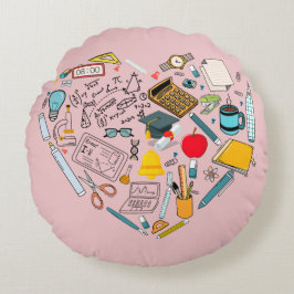 先生インストラクター教授ツールハート ラウンドクッション