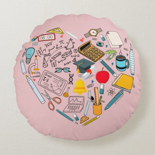 先生インストラクター教授ツールハート ラウンドクッション (正面)