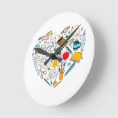 先生インストラクター教授ツールハート ラウンド壁時計 (傾斜)