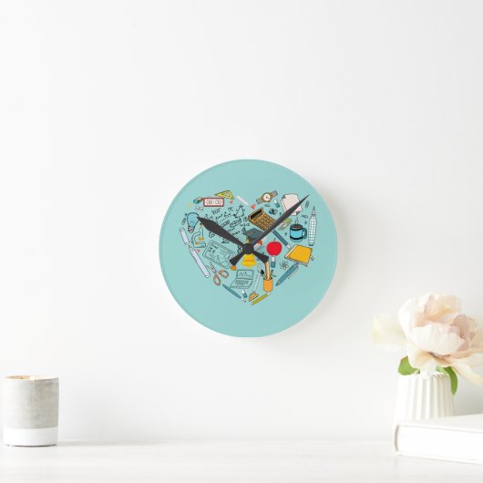 先生インストラクター教授ツールハート ラウンド壁時計 (ホーム)