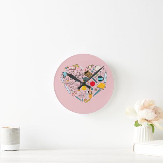 先生インストラクター教授ツールハート ラウンド壁時計 (ホーム)