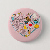 先生インストラクター教授ツールハート 缶バッジ (正面)