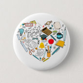 先生インストラクター教授ツールハート 缶バッジ (正面)