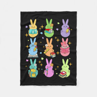 先生イースターバニーハッピーイースターエッググルービーシュトゥード フリースブランケット