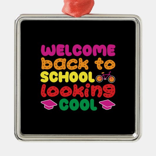 先生ウェルカム新学期ルッキングクール メタルオーナメント (正面)