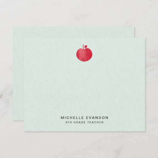 先生エレガントシンプルレッドアップルミントグリーン ノートカード (正面/裏面)