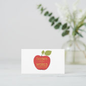 先生エレガントレッドアップルと引用文金ゴールドスクリプト 名刺 (スタンド正面)