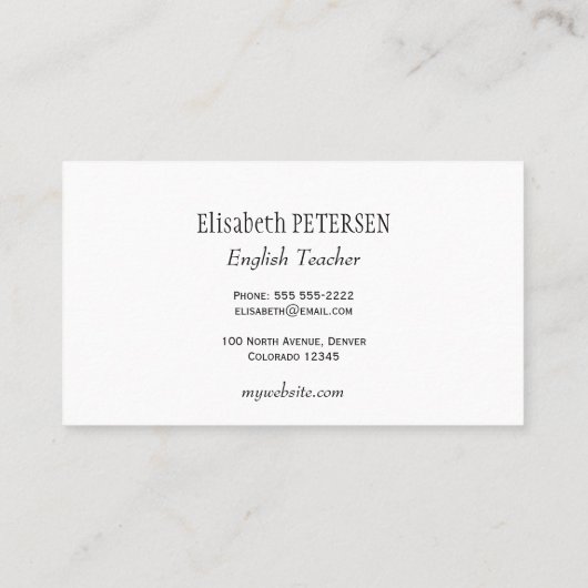 先生エレガントレッドアップルと引用文金ゴールドスクリプト 名刺 (裏面)