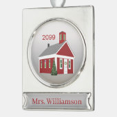 先生エレガント主バナパーソナライズされたーSIL シルバープレートバナーオーナメント (左)