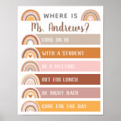 先生オフィスのドアのサインの虹 ポスター (正面)