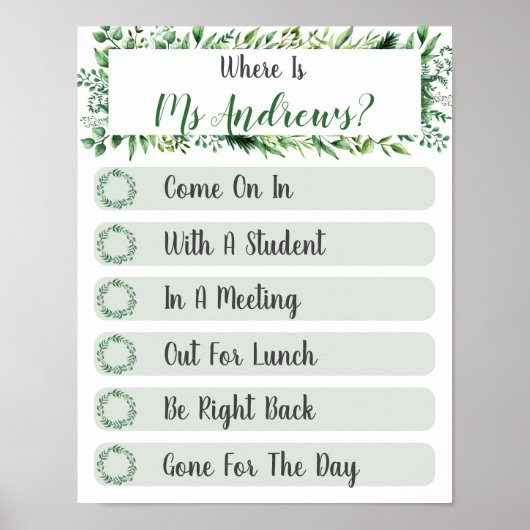 先生オフィスのドアの標識はどこか ポスター (正面)