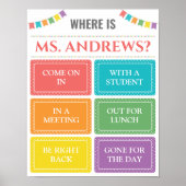 先生オフィスのドアの標識はどこか ポスター (正面)