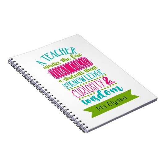 先生オフィスギフト – 感動的引用文 ノートブック (右側)