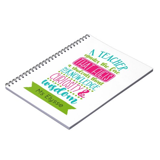 先生オフィスギフト – 感動的引用文 ノートブック (左側)