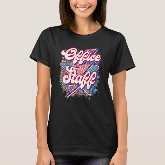 先生オフィススタッフ稲妻ボルトバックスクー Tシャツ (正面)