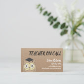 先生オンコールキュートOWLクラフト素朴 名刺 (スタンド正面)