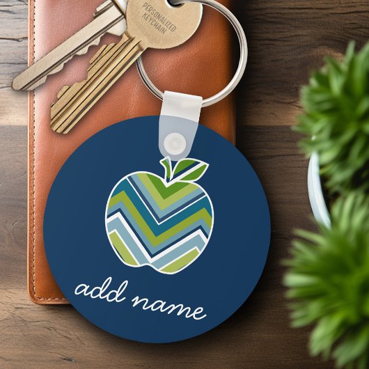 先生カスタムアップルとトレンディーのシェブロン模様 キーホルダー