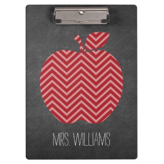 先生カスタムアップルとトレンディーのシェブロン模様 クリップボード (正面)