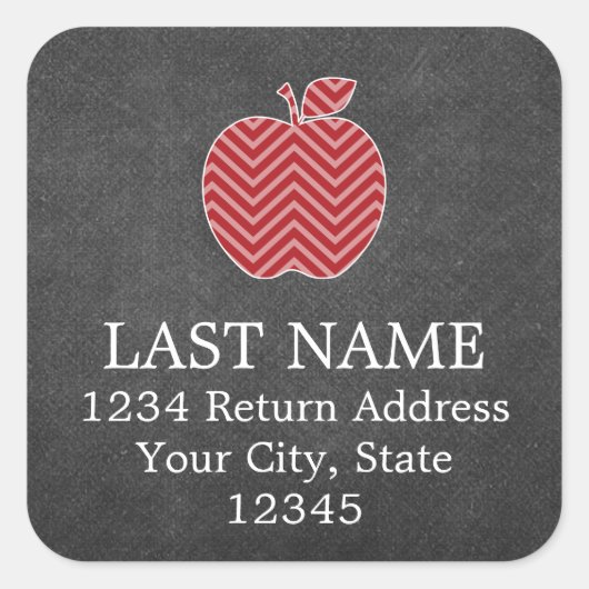 先生カスタムアップルとトレンディーのシェブロン模様 スクエアシール (正面)