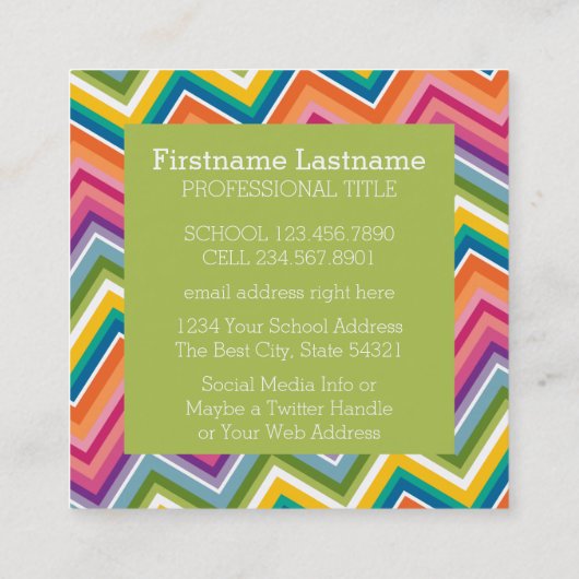 先生カスタムアップルとトレンディーのシェブロン模様 スクエア名刺 (裏面)