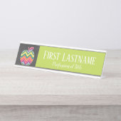 先生カスタムアップルとトレンディーのシェブロン模様 デスクネームプレート (正面)