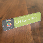 先生カスタムアップルとトレンディーのシェブロン模様 デスクネームプレート (側面)