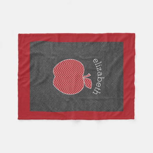 先生カスタムアップルとトレンディーのシェブロン模様 フリースブランケット (正面(横))