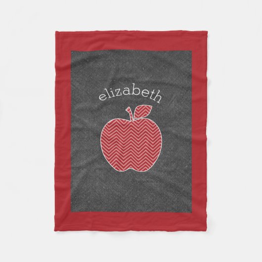 先生カスタムアップルとトレンディーのシェブロン模様 フリースブランケット (正面)