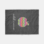 先生カスタムアップルとトレンディーのシェブロン模様 フリースブランケット (正面(横))