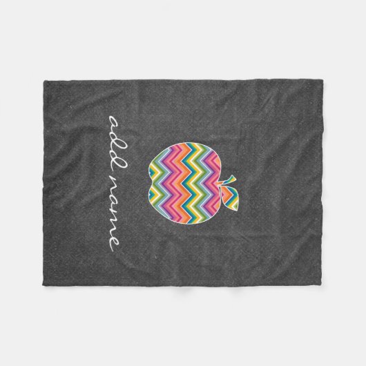 先生カスタムアップルとトレンディーのシェブロン模様 フリースブランケット (正面(横))