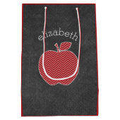 先生カスタムアップルとトレンディーのシェブロン模様 ミディアムペーパーバッグ (裏面)