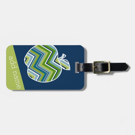 先生カスタムアップルとトレンディーのシェブロン模様 ラゲッジタグ (正面横)