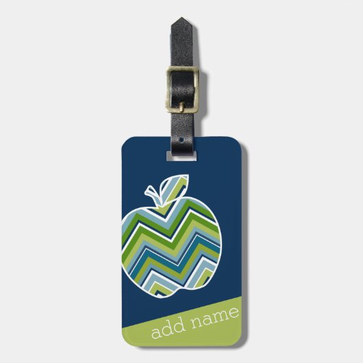 先生カスタムアップルとトレンディーのシェブロン模様 ラゲッジタグ (正面縦)