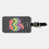 先生カスタムアップルとトレンディーのシェブロン模様 ラゲッジタグ (正面横)