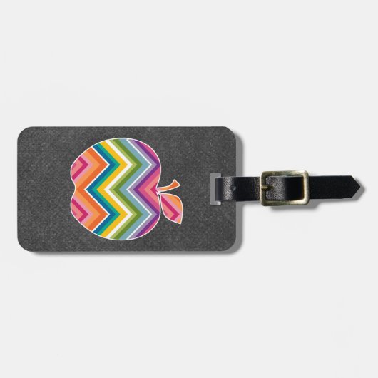 先生カスタムアップルとトレンディーのシェブロン模様 ラゲッジタグ (正面横)
