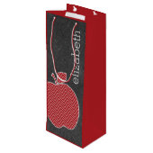 先生カスタムアップルとトレンディーのシェブロン模様 ワインギフトバッグ (裏面アングル)