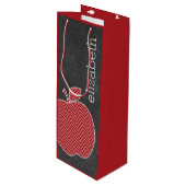 先生カスタムアップルとトレンディーのシェブロン模様 ワインギフトバッグ (正面アングル)